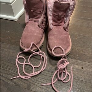 ugh pink lace up boots